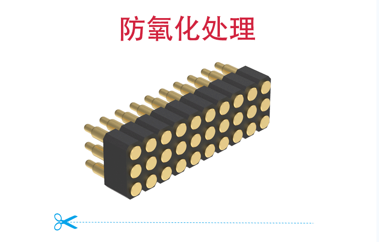 Denentech 德能 pogopin弹簧针 2.54MM公座H4.0 三排180度 SMT贴片弹簧针通讯座充